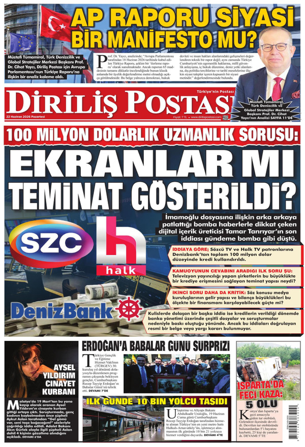 Diriliş Postası gazetesi ön sayfası