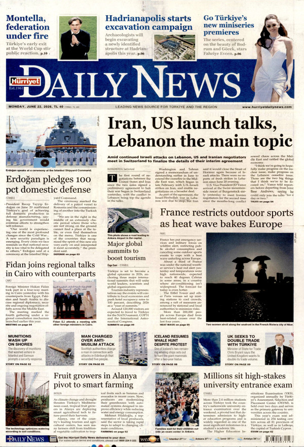 Hürriyet Daily News gazetesi ön sayfası