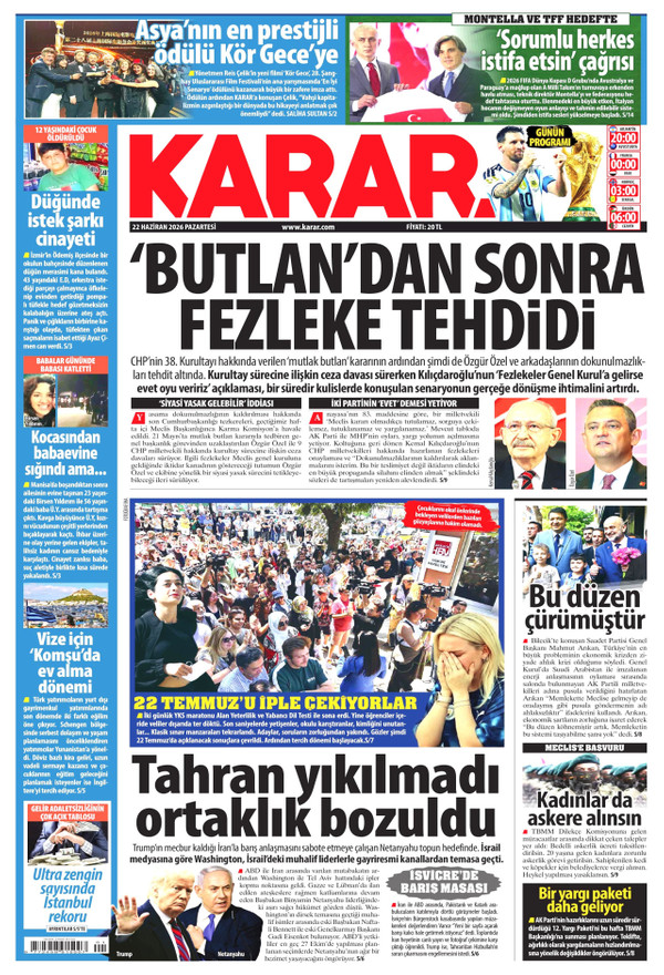 Karar gazetesi ön sayfası