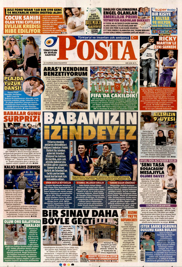 Posta gazetesi ön sayfası
