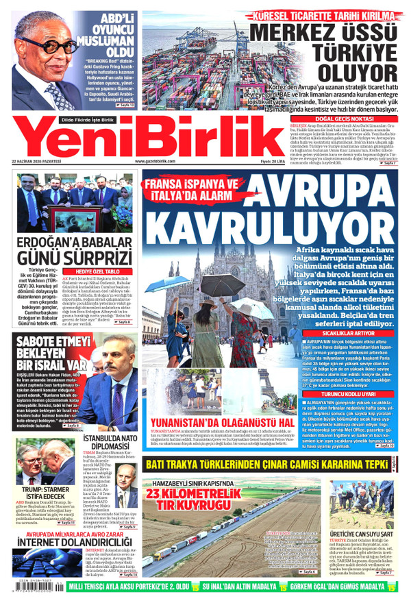 YeniBirlik gazetesi ön sayfası