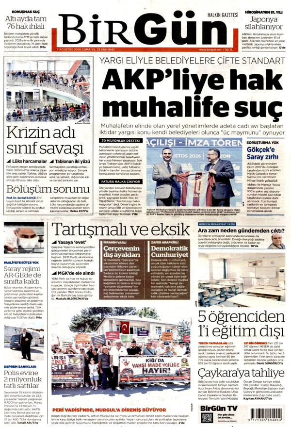 BirGün gazetesi ön sayfası