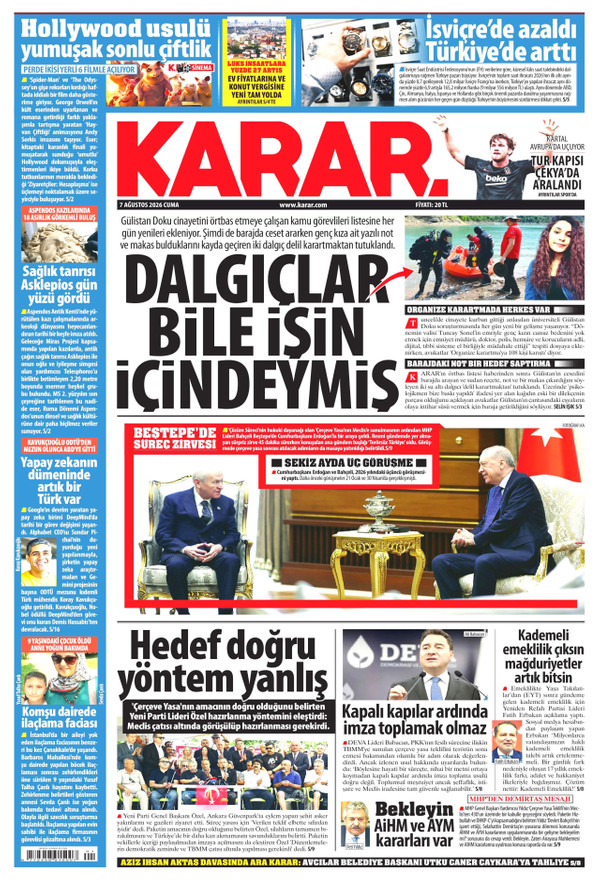 Karar gazetesi ön sayfası