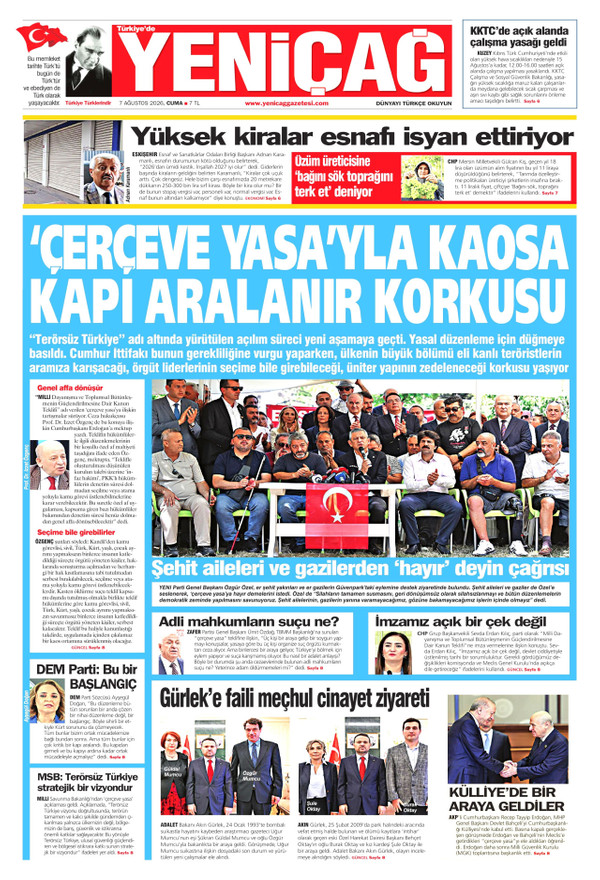 Yeniçağ gazetesi ön sayfası