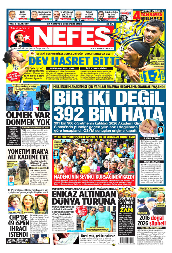 Nefes gazetesi ön sayfası