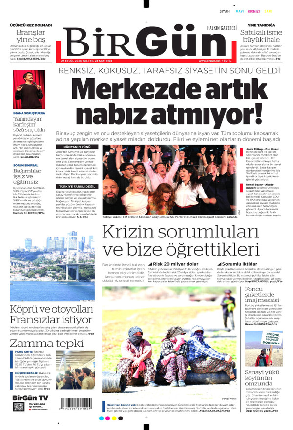 BirGün gazetesi ön sayfası