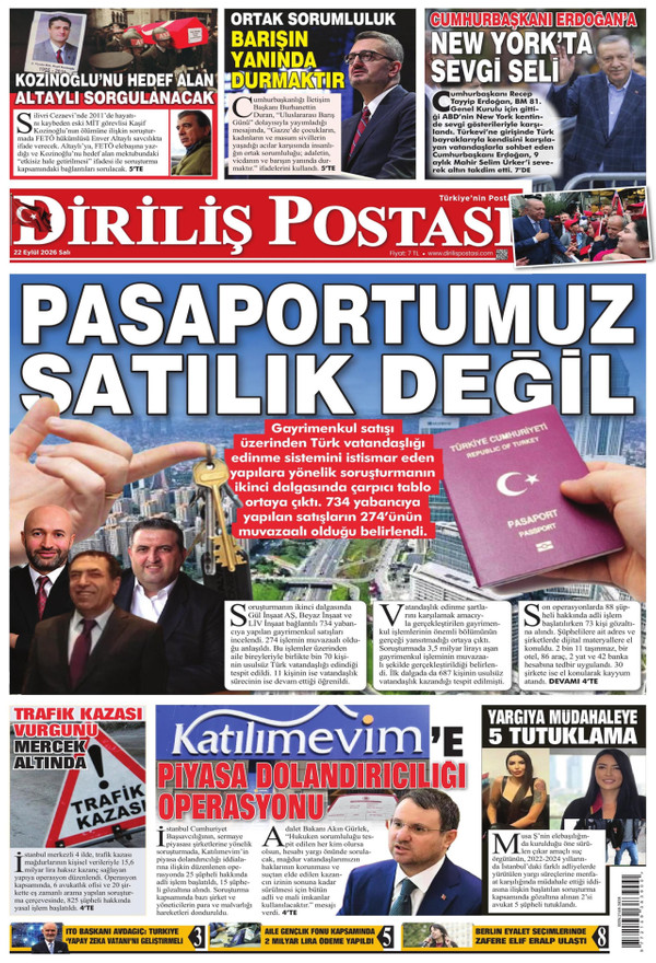 Diriliş Postası gazetesi ön sayfası