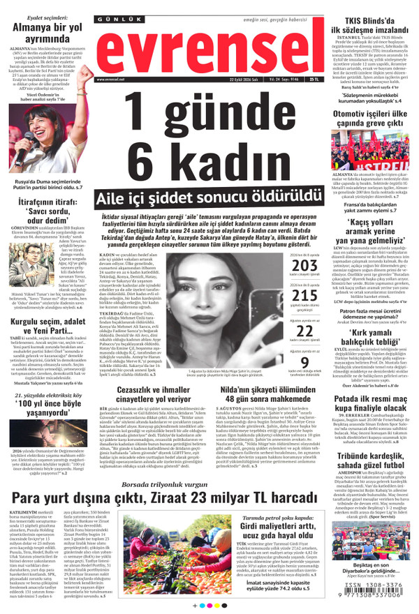 Evrensel gazetesi ön sayfası