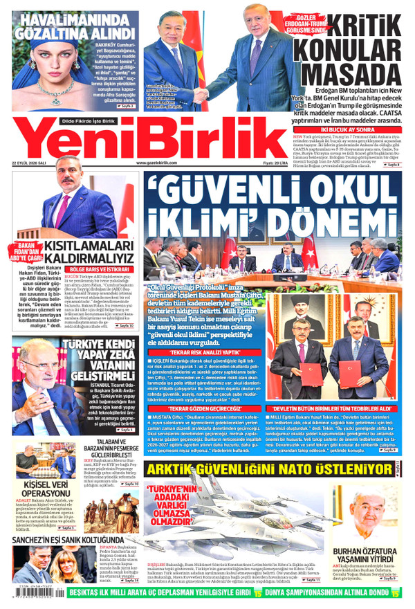 YeniBirlik gazetesi ön sayfası